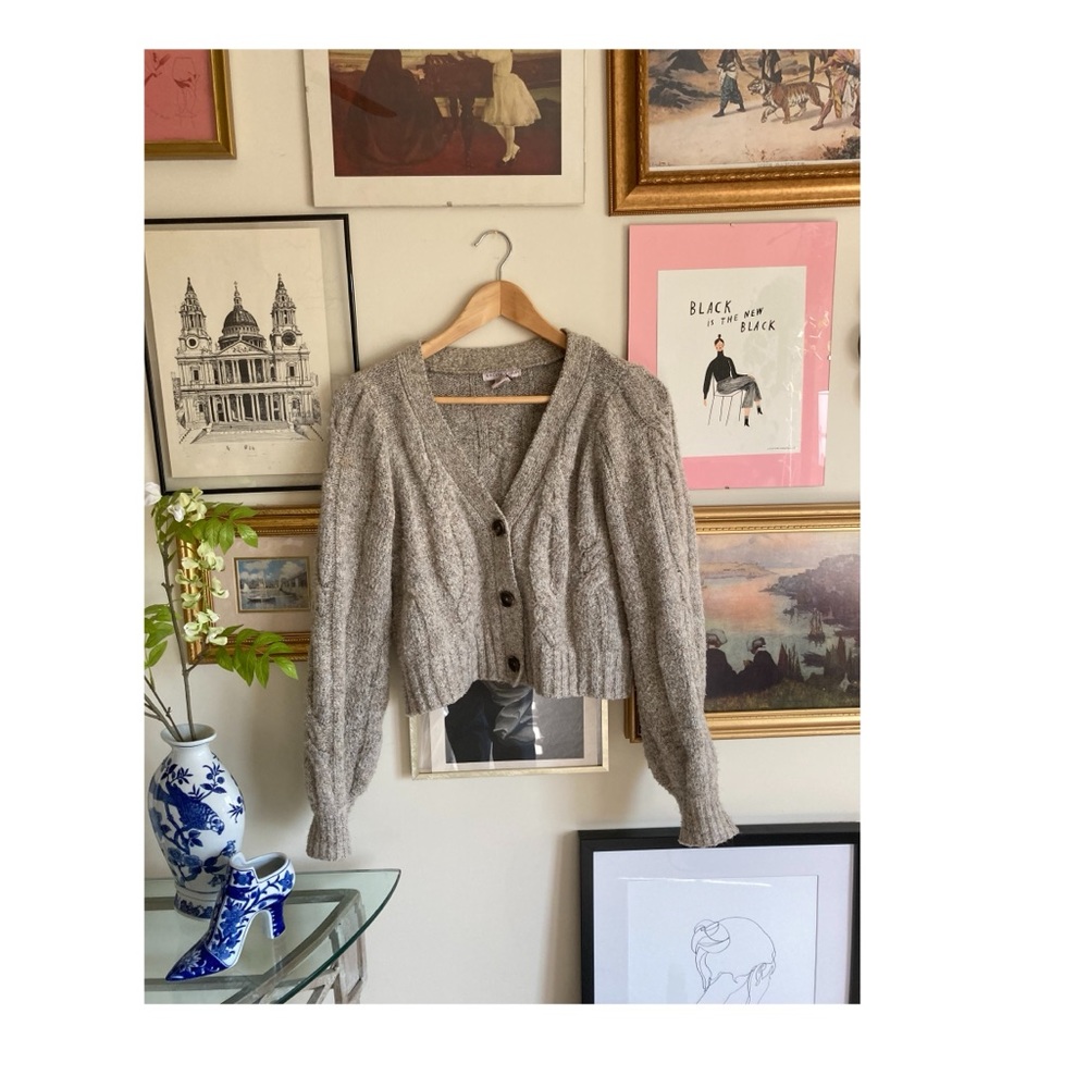 Grey Wool Cropped Cardigan